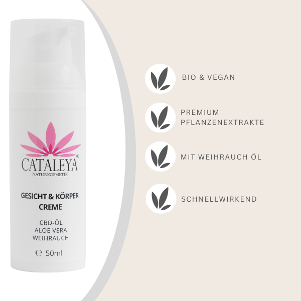 KREM DO TWARZY I CIAŁA z olejkiem CBD, kadzidłem i aloesem | Bezzapachowy, bez silikonu, ORGANICZNY I WEGAŃSKI 50ml