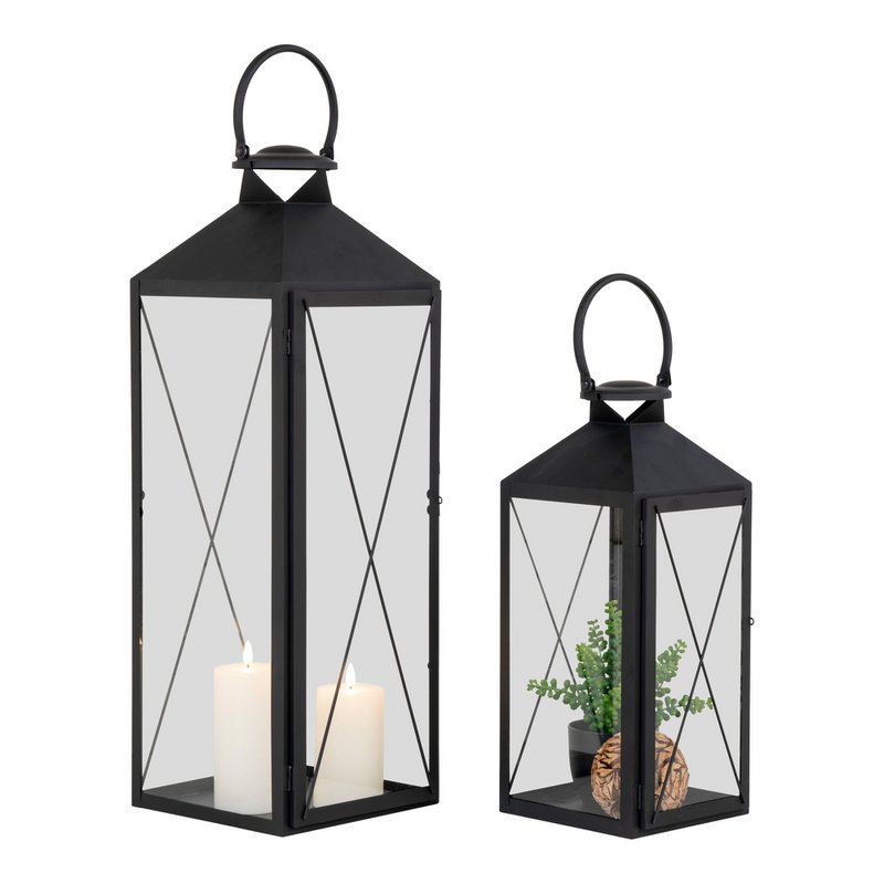 Casa Lantern, set di 2 - Lanterna, acciaio e vetro, nero, set di 2