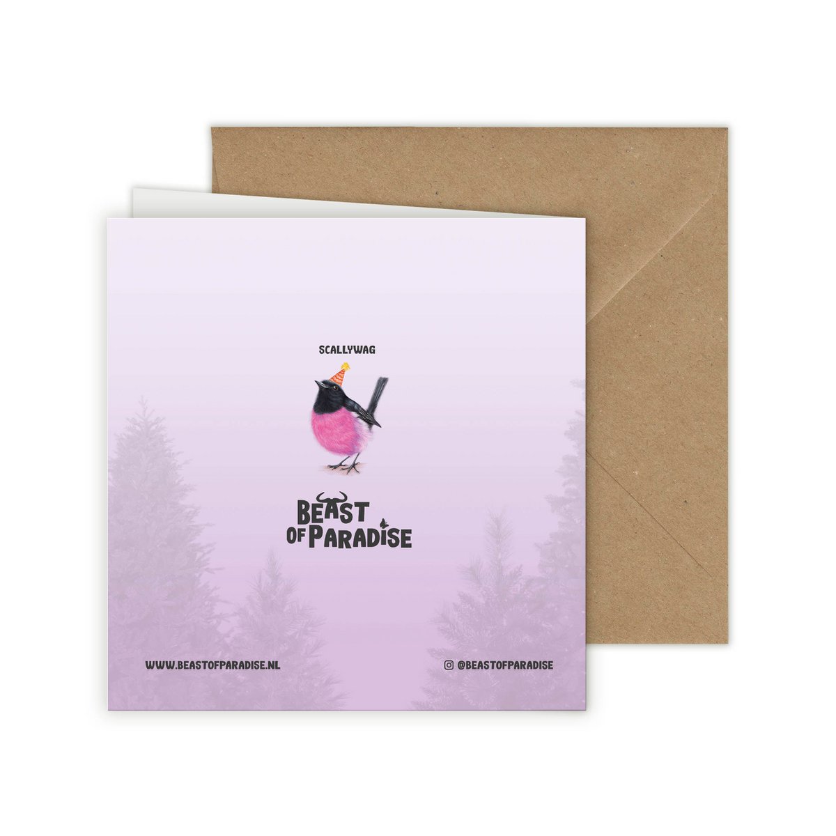 Carte d'anniversaire, carte de vœux, carte d'oiseau, animaux, merle rose