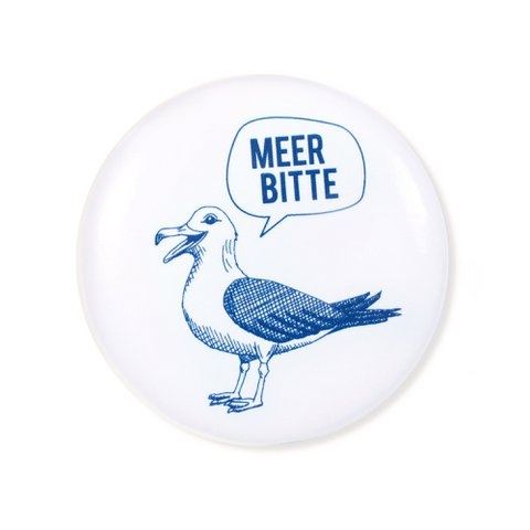 Magneet “Sea Please Seagull” – Maritiem Meeuwmotief – Blauw/Wit – Ø 5,6 cm – Koelkast & Whiteboard