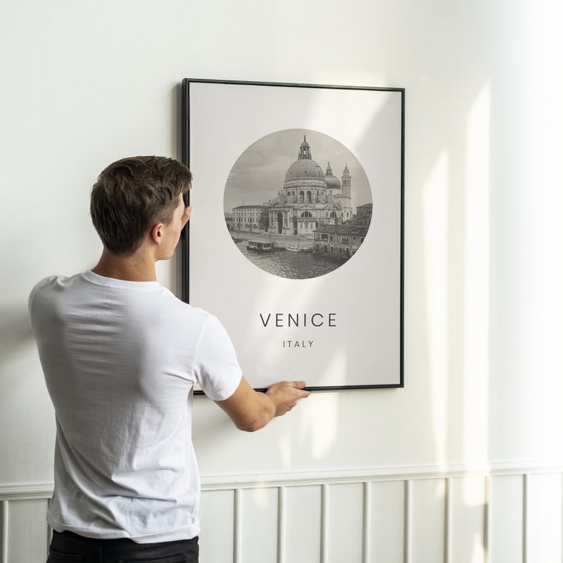 Venedig, Italien - Minimalistisk rejseturisme Vægkunstindretning