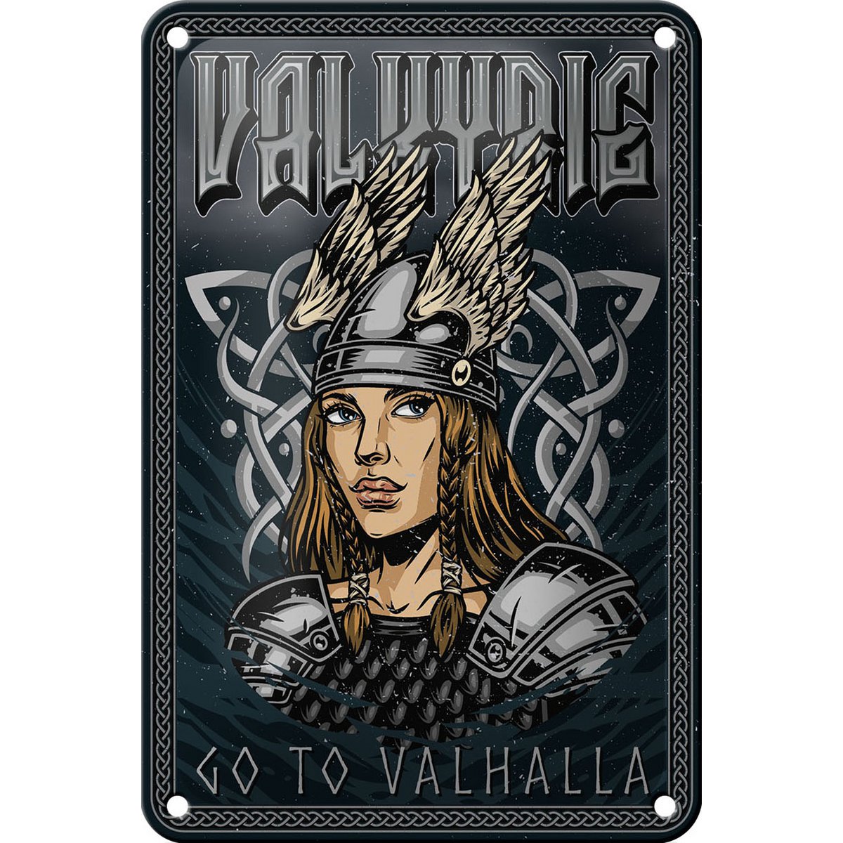 Tin sign saying 12x18cm Valkyrie go to Valhalla Viking decoration