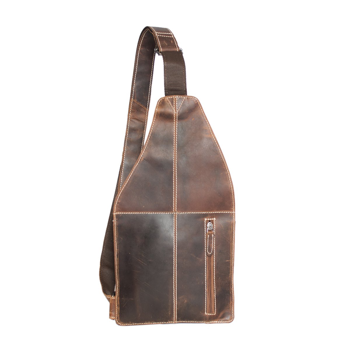 Bolso bandolera en 3 colores de piel de búfalo con bandolera regulable y 5 compartimentos con cremallera