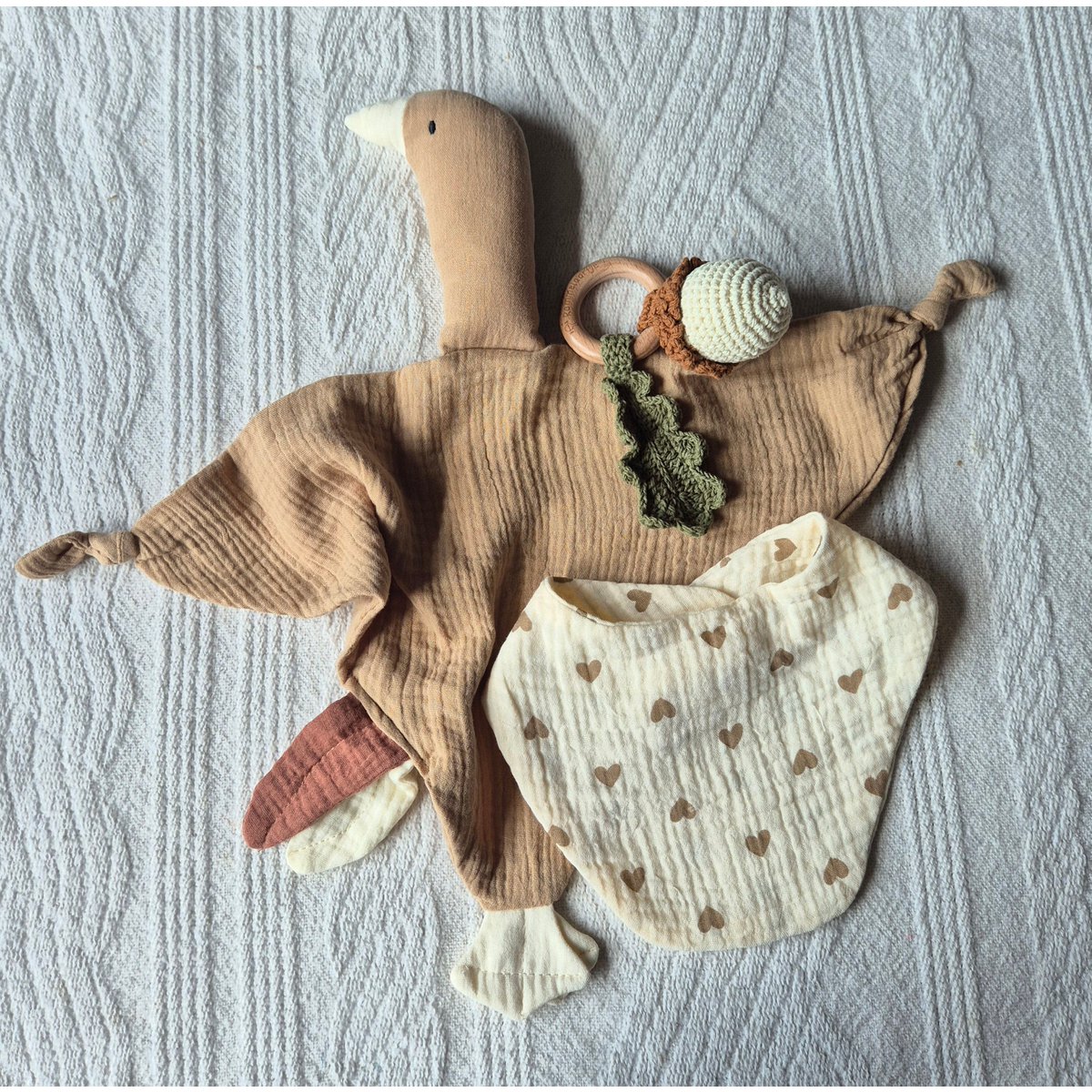 Zachte Hydrofiele Knuffel Gans voor Baby's - Bruin
