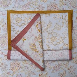 Napkin 'Flower' Pink/Ochre