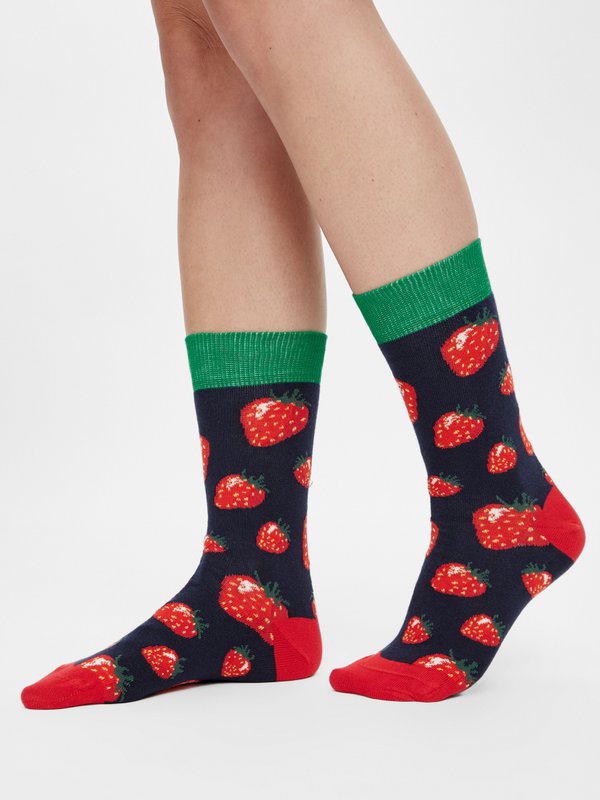 Bio Socken Strawberries - Bunte Socken mit Erdbeeren, Erdbeer-Muster