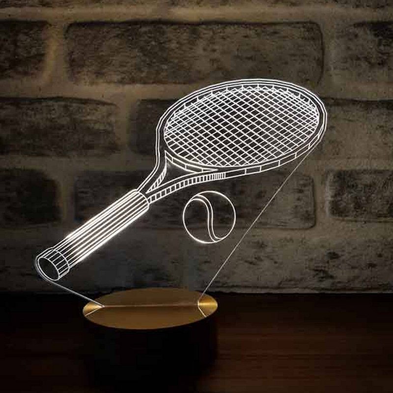 3D Tennisracket Cadeau Tafellamp | Hout