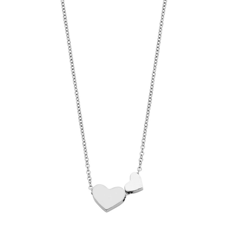 CO88 Collection Sense 8CN-26021 Stålhalskæde med vedhæng - Hjerter - Længde 38 + 5 cm - Sølvfarvet