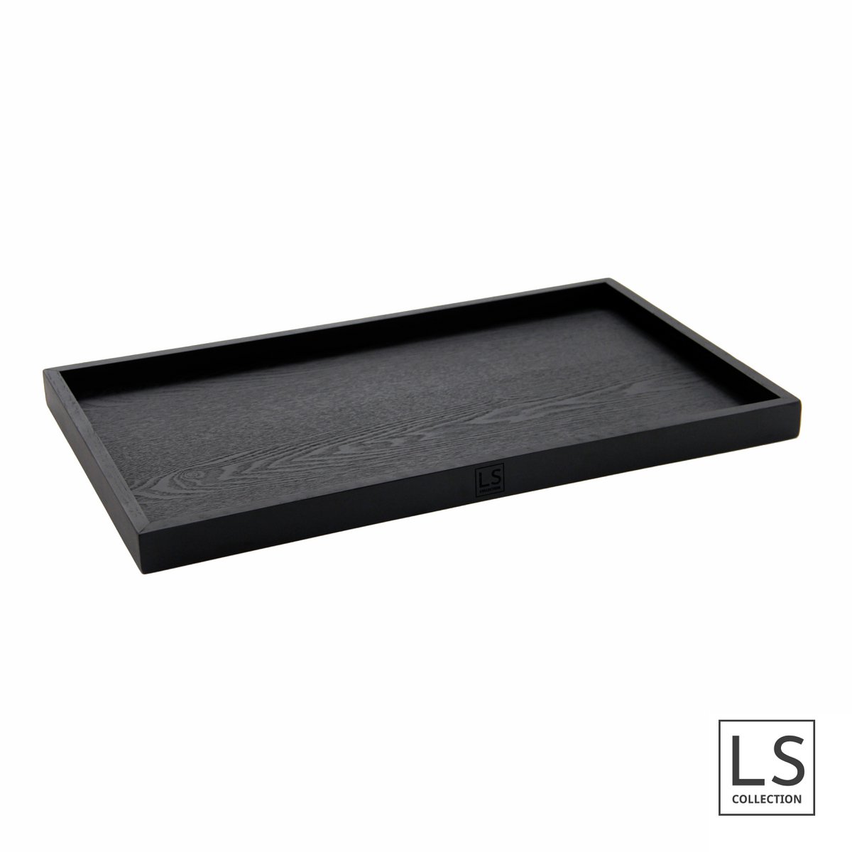 LS Collection® - Rectángulo 50x30cm - Bandeja - Bandeja para velas - Bandeja para velas - Tabla para servir - Bandeja de madera - Bandeja de madera - Meseta - Decoración - Accesorios para el hogar - Negro Mate