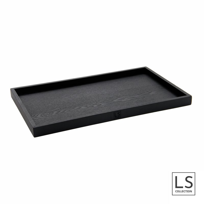 LS Collection® - Rettangolo 50x30cm - Vassoio - Portacandele - Portacandele - Vassoio da portata - Vassoio in legno - Vassoio in legno - Plateau - Decorazione - Accessori per la casa - Nero Opaco