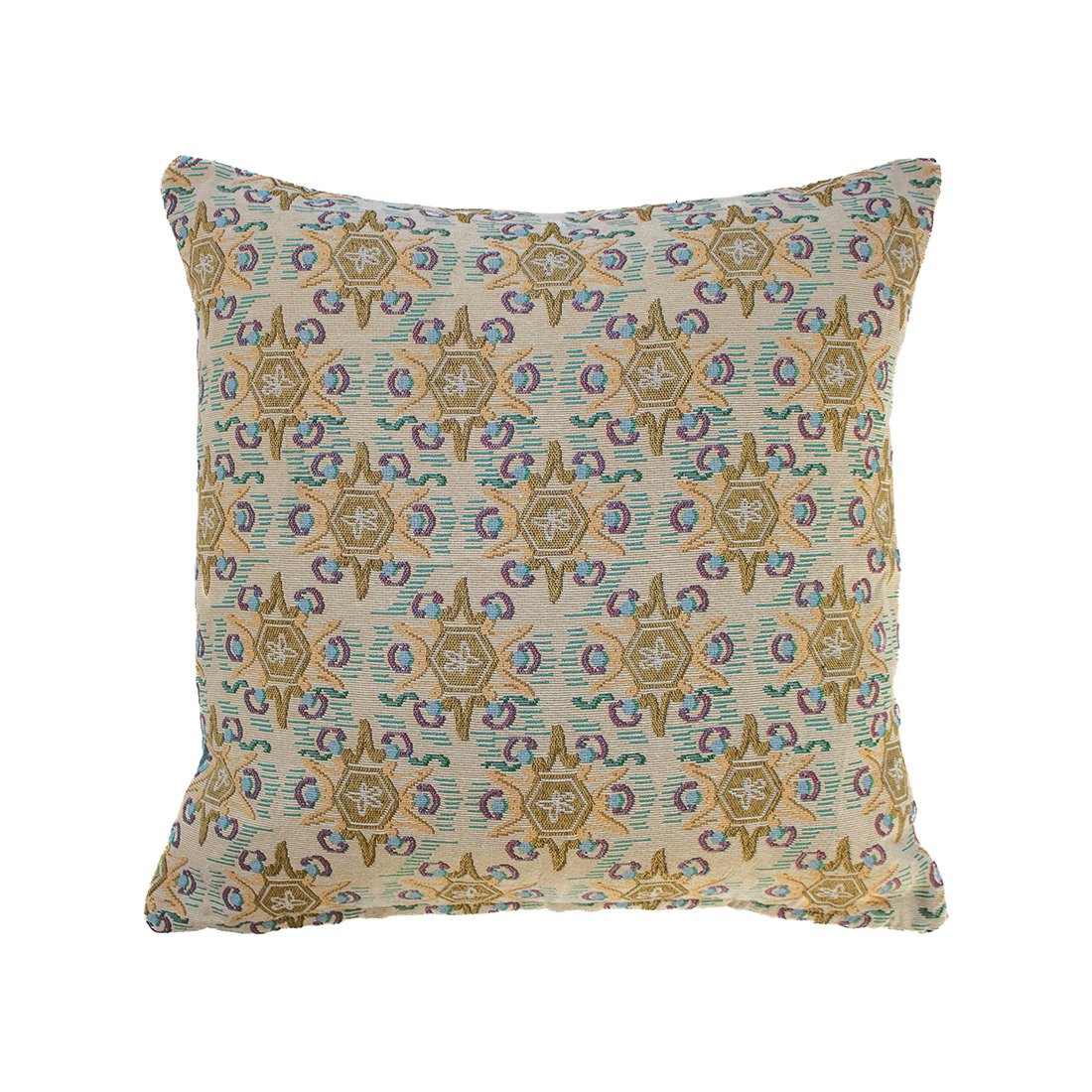 NIN-NIT Soleil Classiques cushion | decorative cushion with sunny nature print with leaves | 100% woven cotton | green | blue | ocher | beige | white | purple | multicolor | 50x50 cm