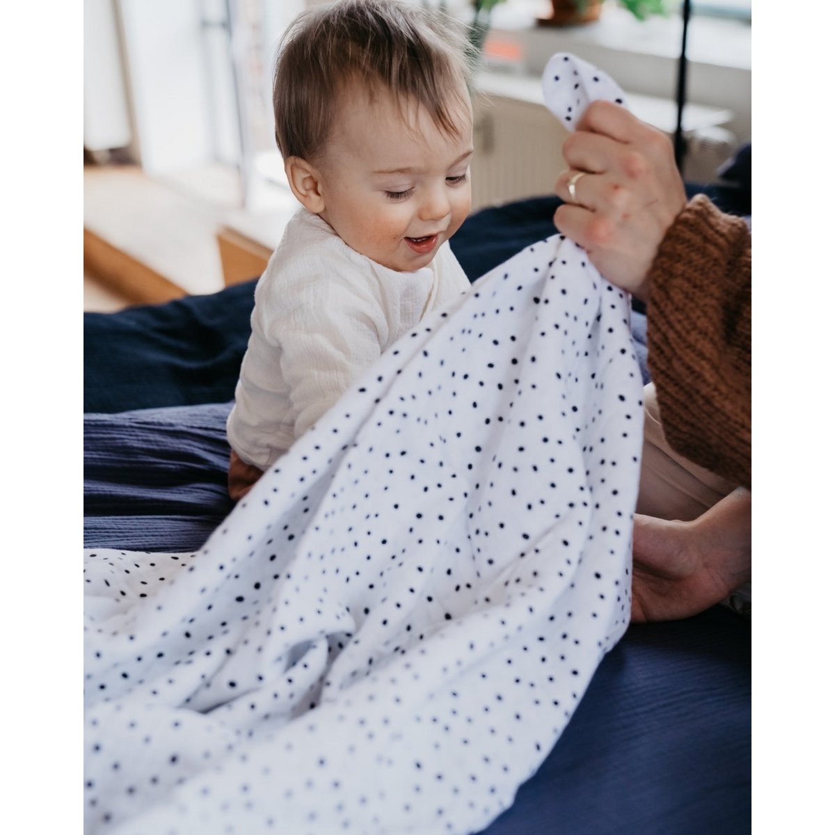 Mousseline coton bio 120x120cm • Pois