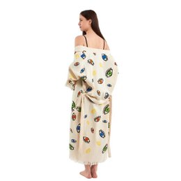 Evil Eye Bathrobe-Shawl Neck-White