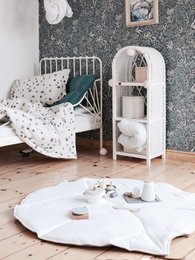 Set „Shabby Chic“ Tipi mit Rüschen und Blättermatte „Weiß“.
