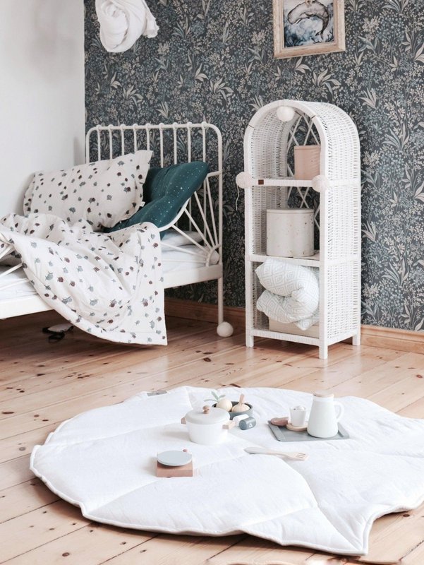 Set „Shabby Chic“ Tipi mit Rüschen und Blättermatte „Weiß“.