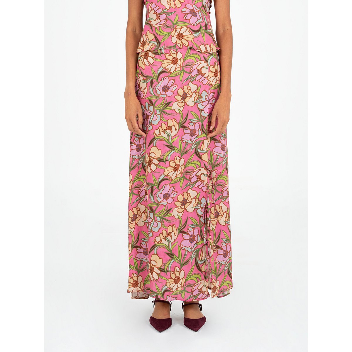 Gonna Amara con stampa floreale rosa