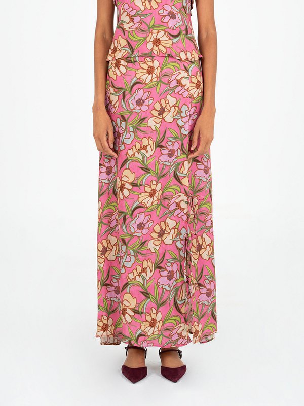 Gonna Amara con stampa floreale rosa