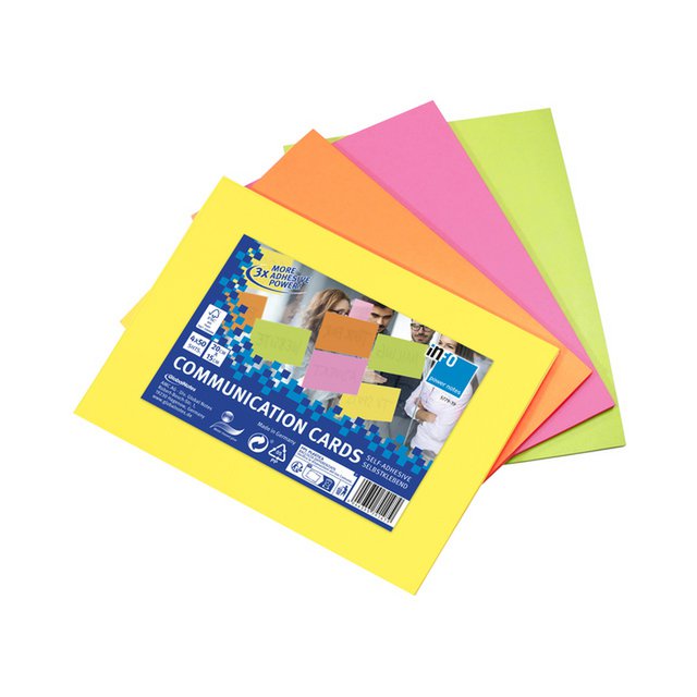 Info communicatiekaarten, 200x150mm, 4 x 50 stuks,zelfkl. 4 kleuren, FSC,