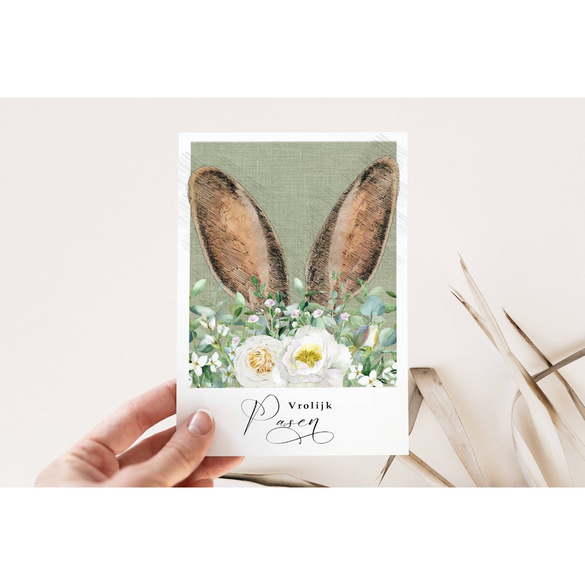 Tarjeta de Pascua - Merry Pascua - Oídos de conejos, tarjeta de Pascua, alegre tarjeta de Pascua, tarjeta A6