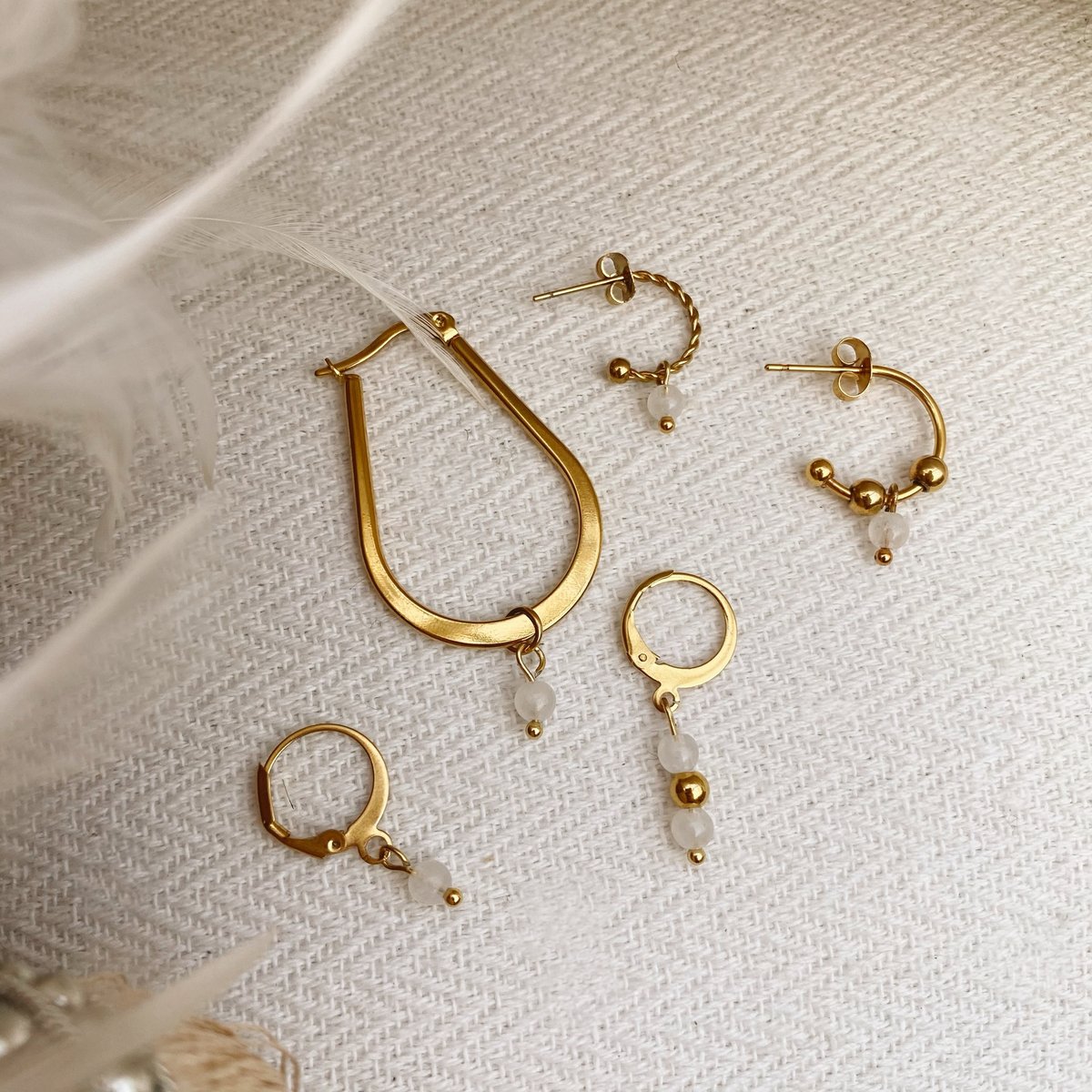 Ohrringe Mondsteine - Gold