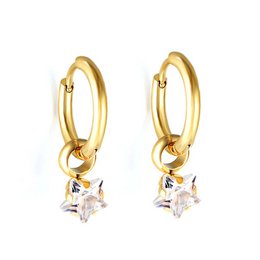 Astraea – Creolen mit Stern aus vergoldetem Stahl