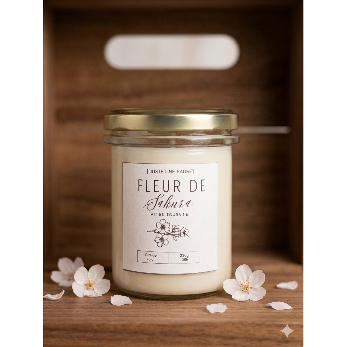 Sakura flower poured candle