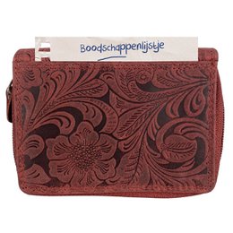 Wallet Women - Buffalo Leather - Leather - RFID - Flower Print - In 5 Colors