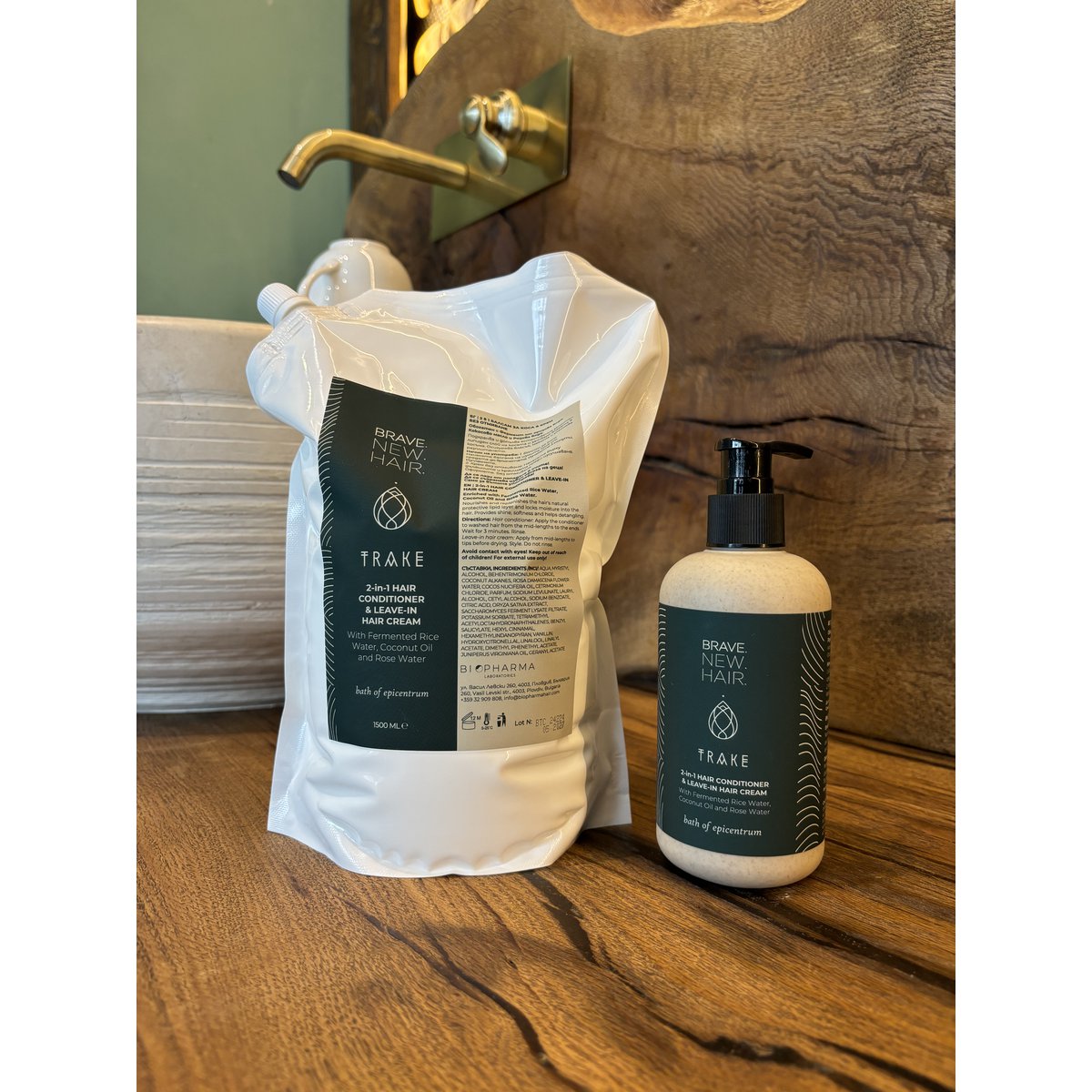 Trake Organic 2‑in‑1 Hair Conditioner & Leave‑In Cream – with Fermented Rice Water, Coconut Oil & Rose Water