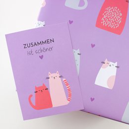 Papier do pakowania kotów „Cute Cats” – papier makulaturowy w kolorze fioletowym