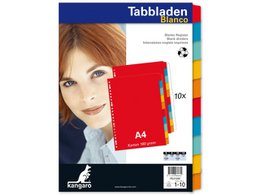 Tab Kangaro A4 blank recycled manila cardboard 180grs 23r. 10pcs assorted