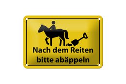 Tin sign note 18x12cm Please abäppel after riding decoration