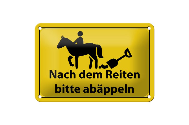 Tin sign note 18x12cm Please abäppel after riding decoration