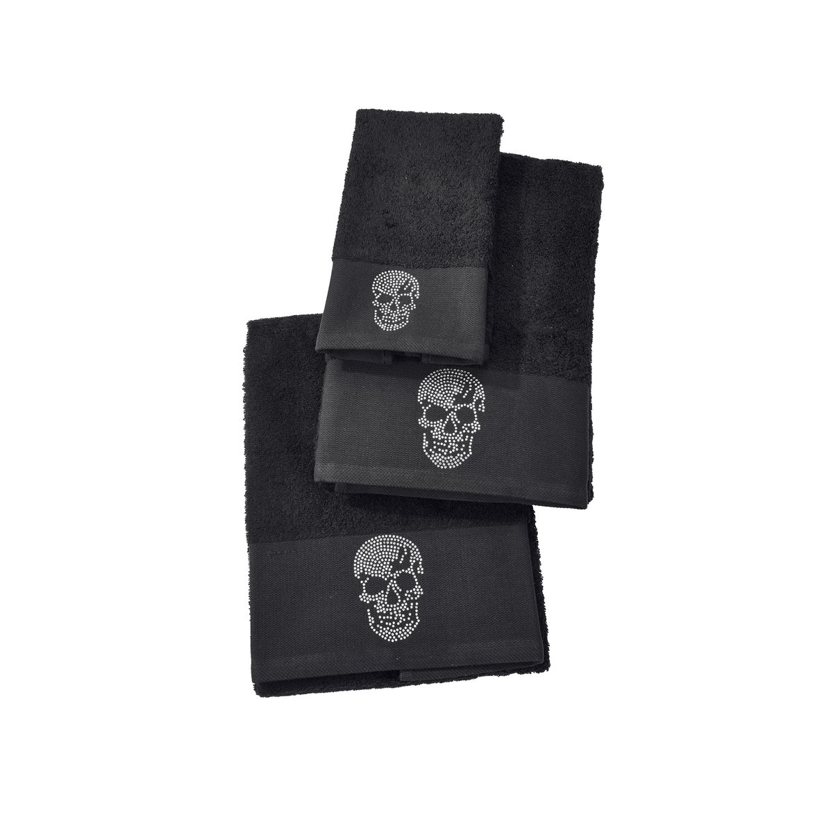 Serviettes BLACK LINE STONE SKULL (3 tailles, 2 couleurs)