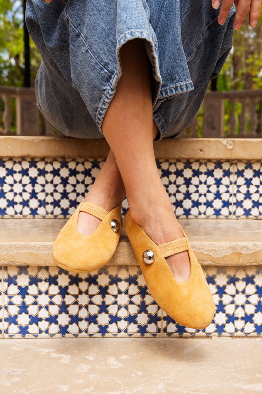 CAMILA COGNAC – Ballerina's met ronde neus
