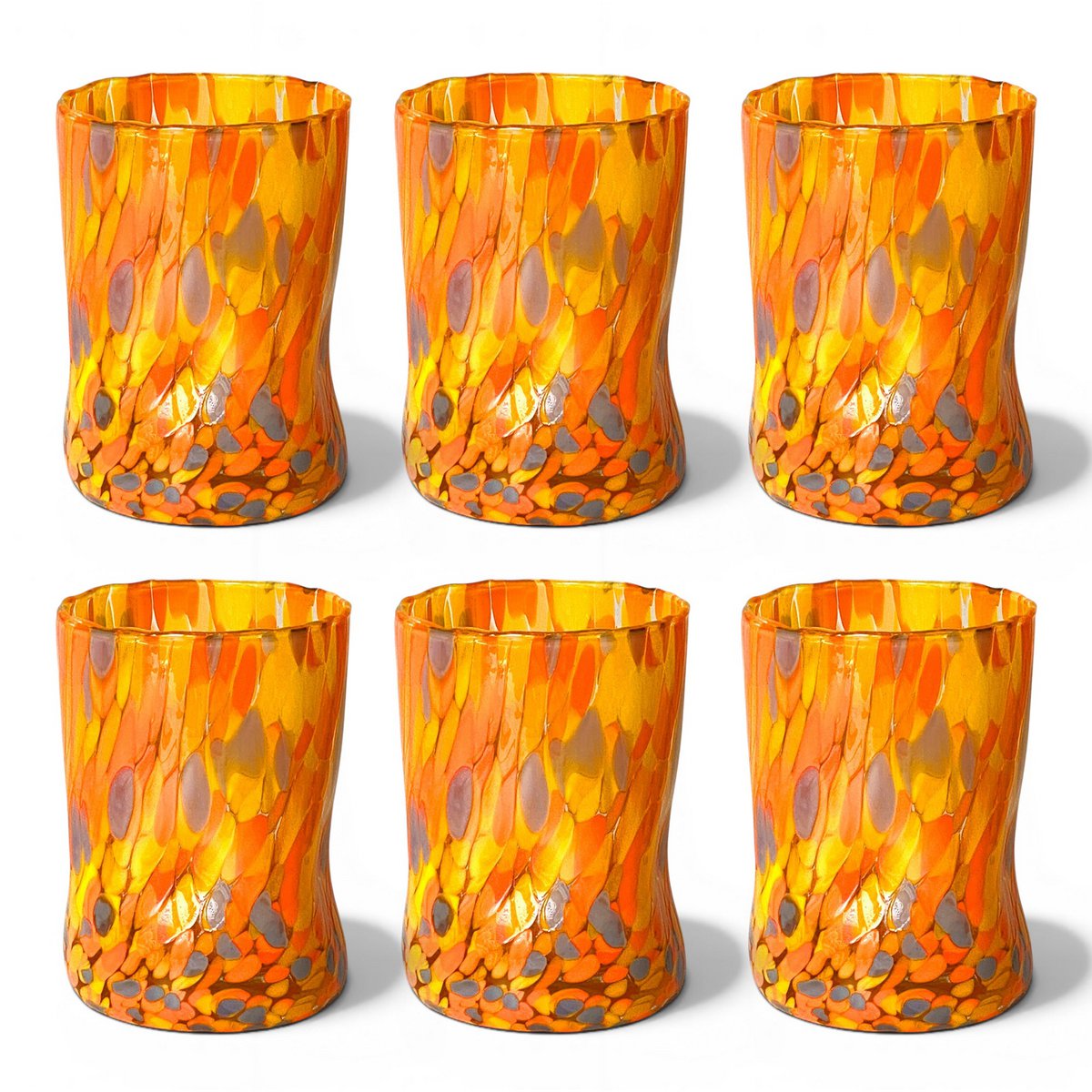 Verres Naif Tumbler en verre soufflé et fait main avec murrine de Murano, ligne « I Colori di Murano » 395 ml. Fabriqué en Italie