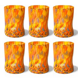 Verres Naif Tumbler en verre soufflé et fait main avec murrine de Murano, ligne « I Colori di Murano » 395 ml. Fabriqué en Italie
