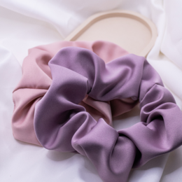 Elastico per capelli in raso viola lavanda - elastico per capelli lucido cucito a mano