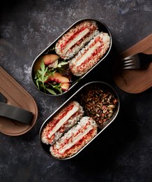 NERO + BLUM Portapranzo Bento Inox | Emillabile | 2x500ml | Gris