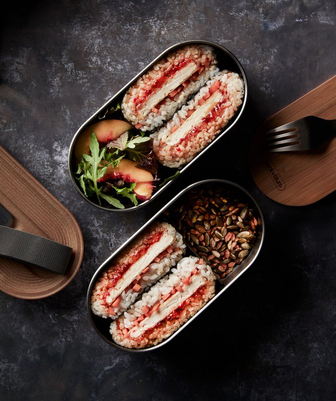 NERO + BLUM Portapranzo Bento Inox | Emillabile | 2x500ml | Gris