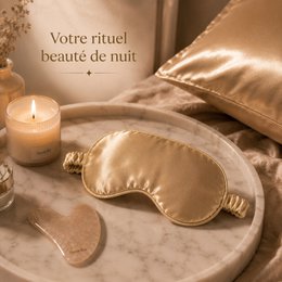 Masque de Nuit Satin Effet Soie Champagne doré