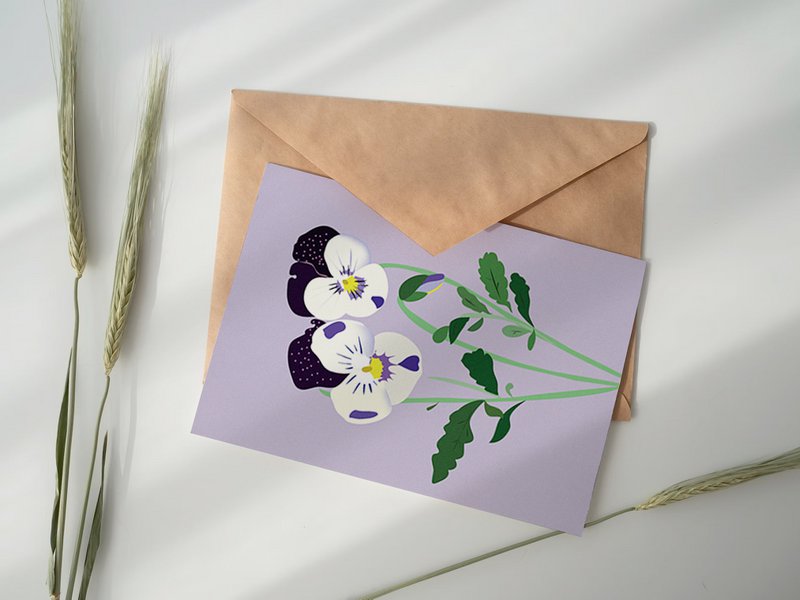 Blomsterpostkort - Stedmoderblomst