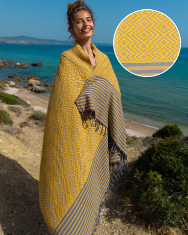 SAHARA Cotton Hammam Pool Towel – Quick Dry & Lightweight – Yellow - 180x100 cm
