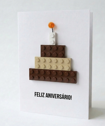 Carte postale de gâteau d'anniversaire – Brique de construction LEGO