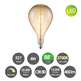 Home Sweet Home hanglamp brons Saga Pear - G160 - dimbaar E27 amber