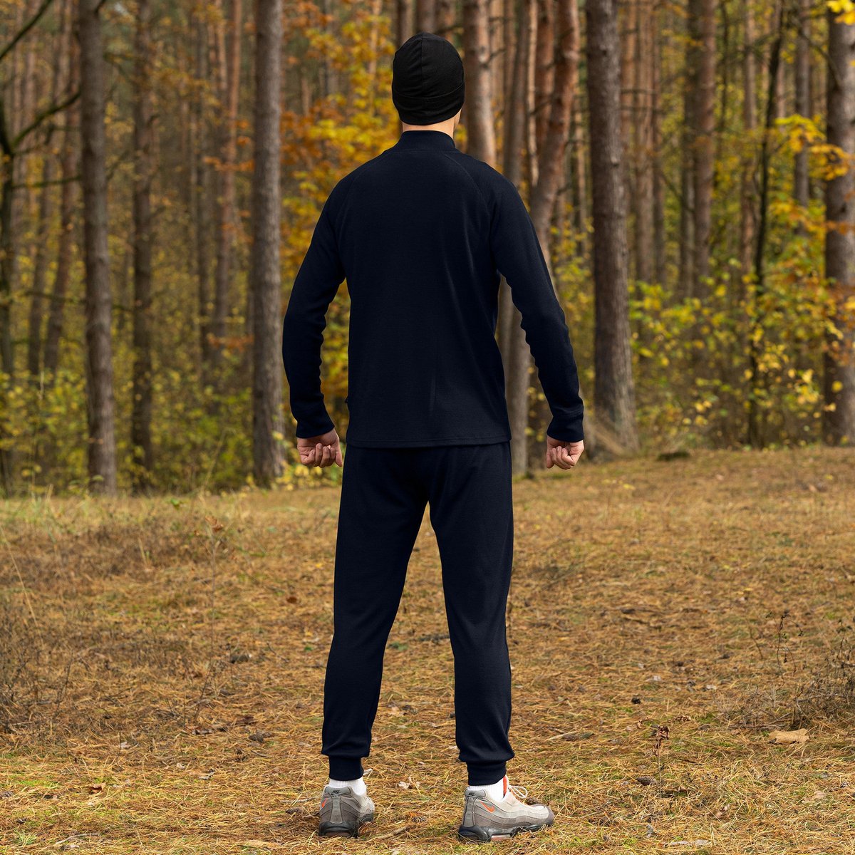 Men's Merino 250 Zip neck top 250gsm Dark blue