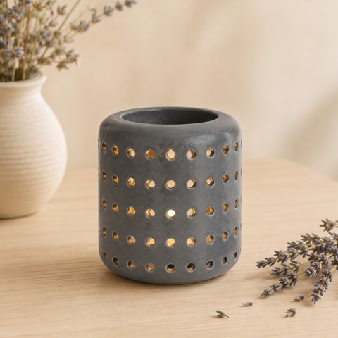 Perfume Burner – Black Coliseo – Original Design and Shape – Aromatherapy Decorative Object – Scent Diffusion Candle Holder, Scented Waxes