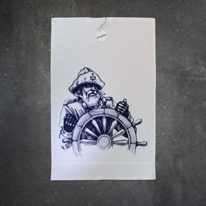 Kitchen towel terry white with captain