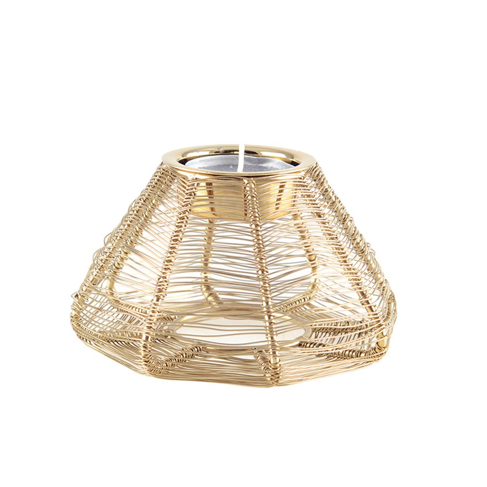 Conical candlestick gilded wire 11x11x6cm