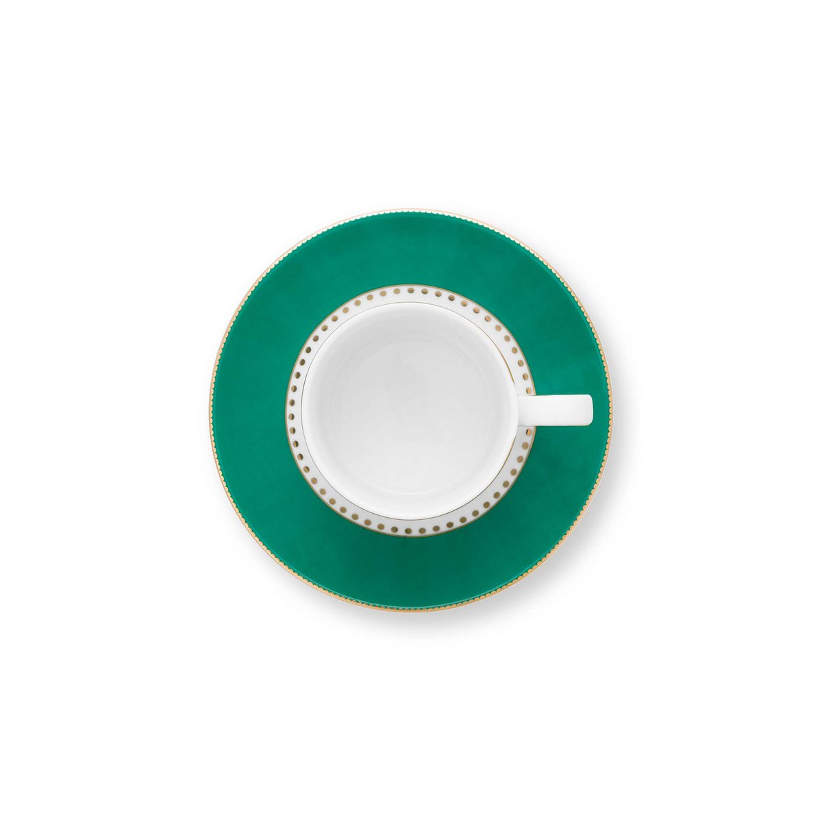 Espresso Cup & Saucer Love Birds Stripes Emerald-Green 125ml