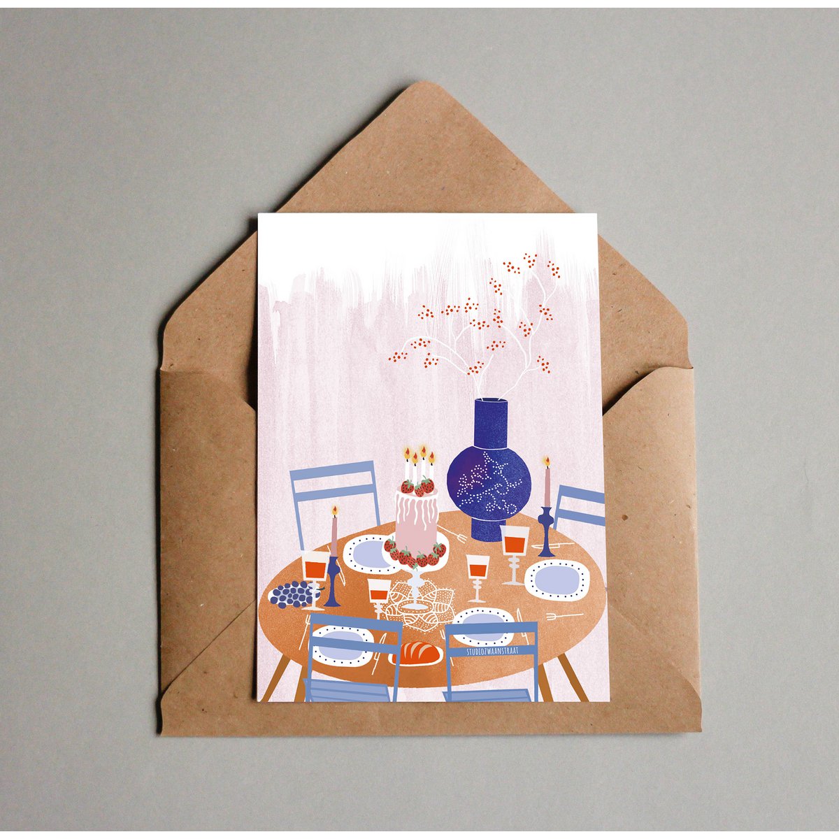 Postkarte 'Kuchen essen'